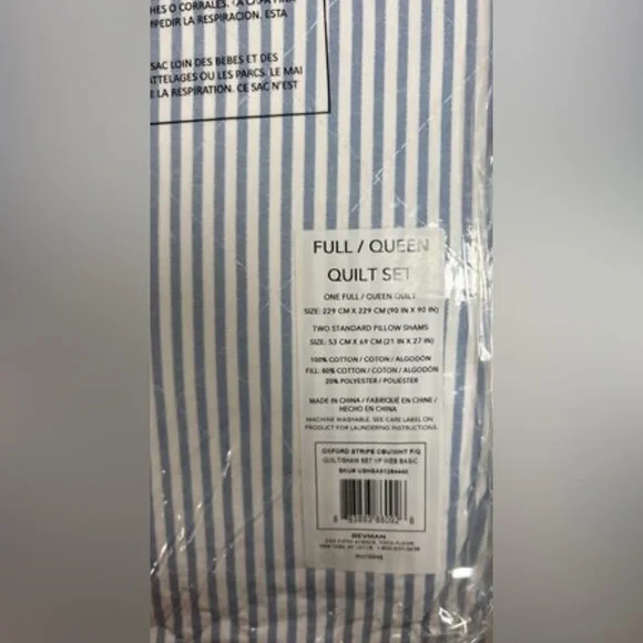 Laura Ashley Oxford Striped Quilt Set Blue
Full/Queen - Picture 6 of 6